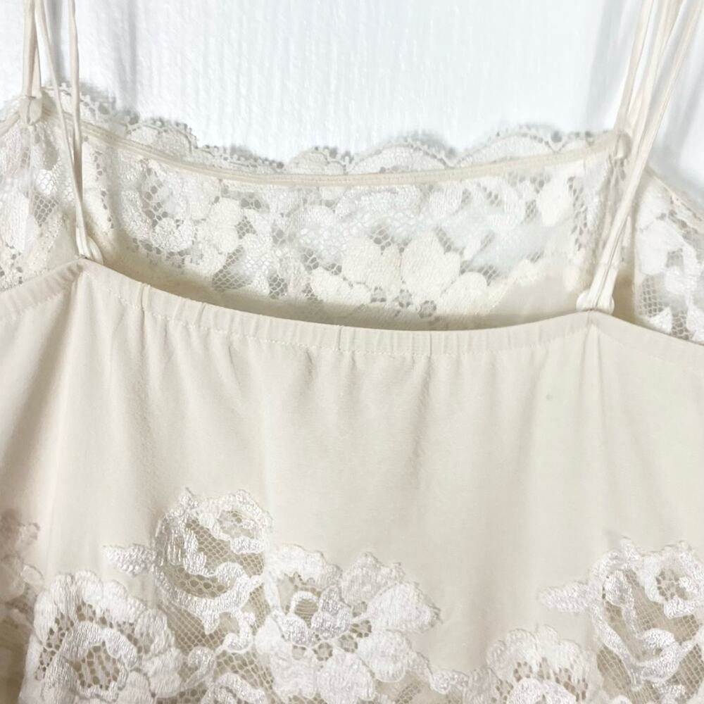 nwot Vintage LA PERLA Slip Dress 2 Silk-Crepe Cream Lace-Trim Adjust-Straps Maxi - Picture 8 of 13